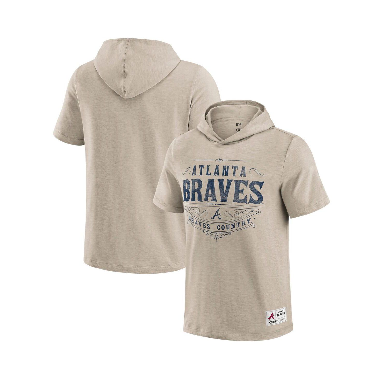 Мужская футболка Fanatics Tan Atlanta Braves Hooded — фото 1