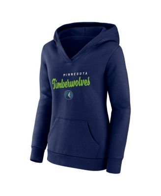 Women's Navy Minnesota Timberwolves Triumphant V-Neck Pullover Hoodie