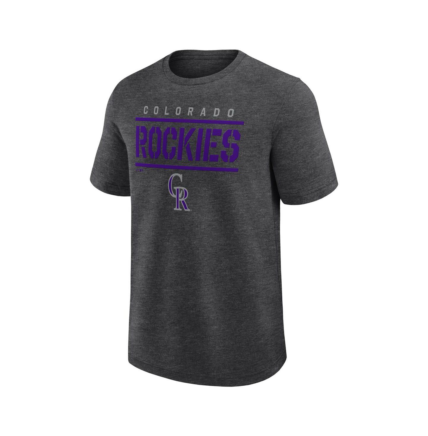 Мужская футболка Fanatics Heather Charcoal Colorado Rockies Top Notch — фото 3
