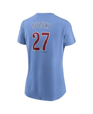 Women's Seiya Suzuki Baby Blue Chicago Cubs Fuse Name Number T-Shirt