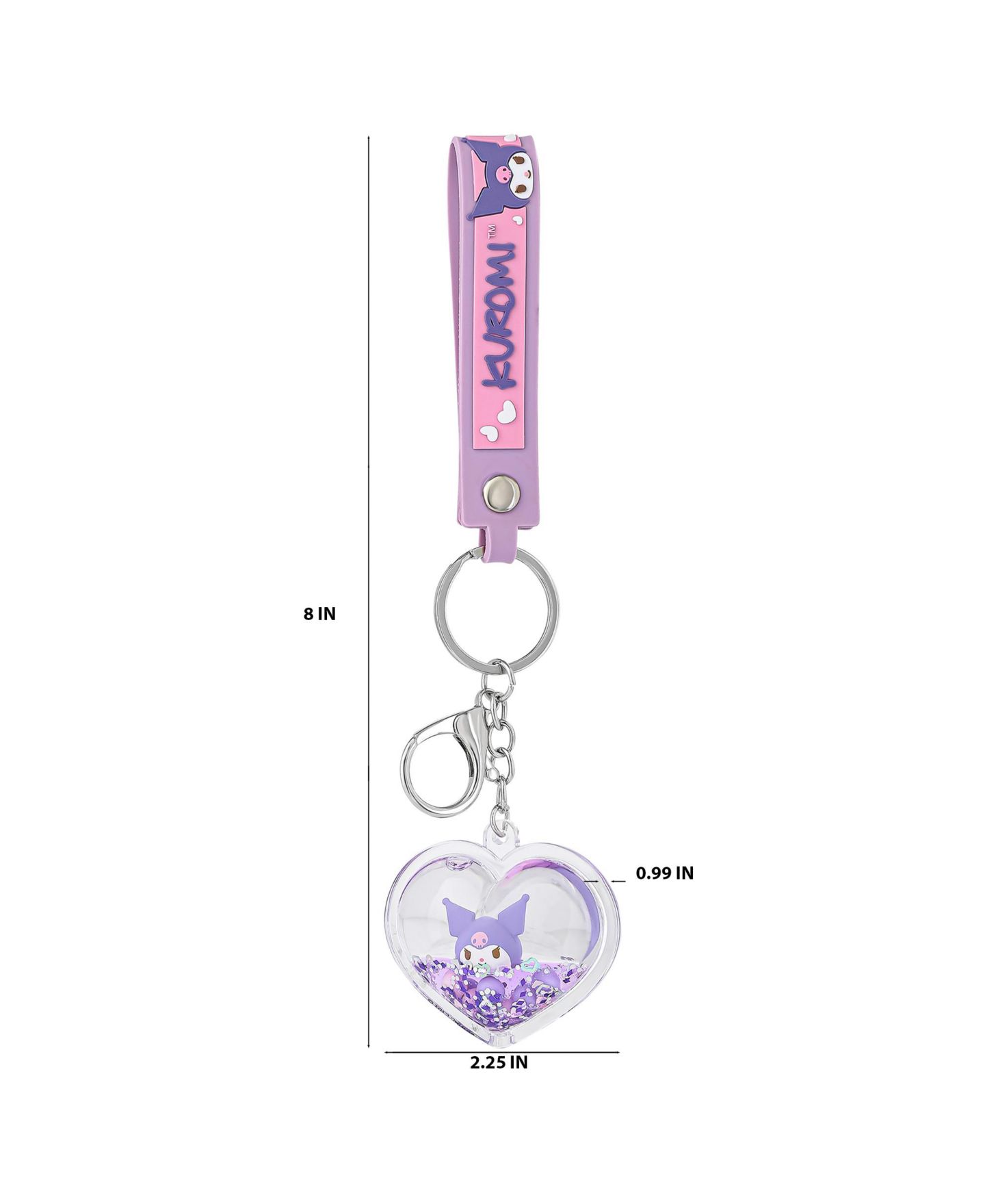 Брелок Hello Kitty Kuromi Purple Heart Liquid Keychain — фото 3