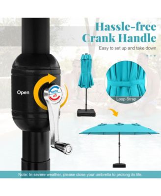 15 Feet Double-Sided Patio Umbrella with 48 LED Lights-Turquoise