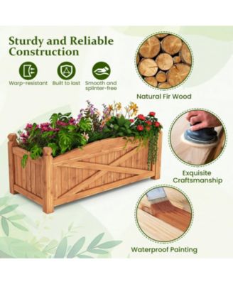 Wooden Raised Garden Bed  Drainage Holes for Patio Garden