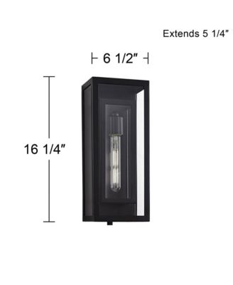 Double Box Modern Outdoor Wall Light Fixture Black Metal 16 1/2" Clear Glass for Post Exterior Barn Deck House Porch Yard Patio