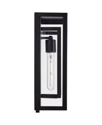 Double Box Modern Outdoor Wall Light Fixture Black Metal 16 1/2" Clear Glass for Post Exterior Barn Deck House Porch Yard Patio