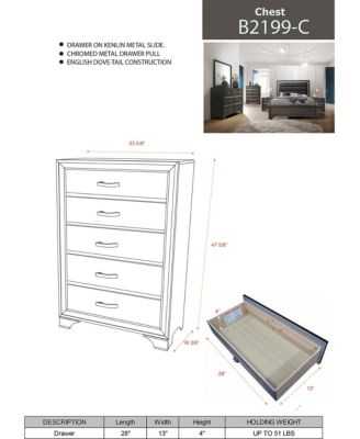 Oceana Wood 5 Drawer Chest