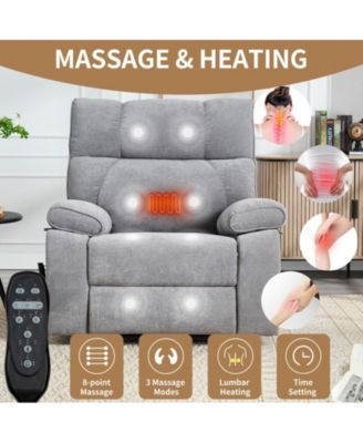 Heat Massage Dual Motor Infinite Position Up to 350 LBS Large Electric Power Lift Recliners with Hidden Cup Holders, Power-Remote