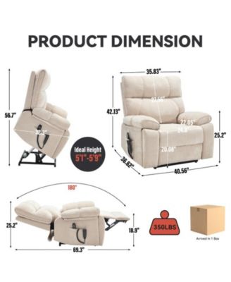 Heat Massage Dual Motor Infinite Position Up to 350 LBS Large Electric Power Lift Recliners with Hidden Cup Holders, Power-Remote