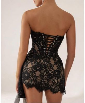 Women's Lace Corset Draped Mini Dress