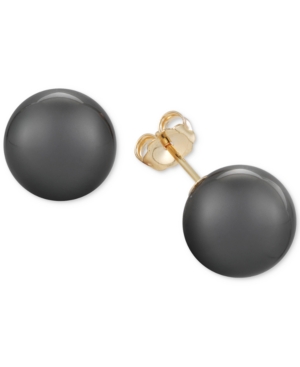 image of Cultured Tahitian Pearl Stud Earrings (11mm) in 14k Gold