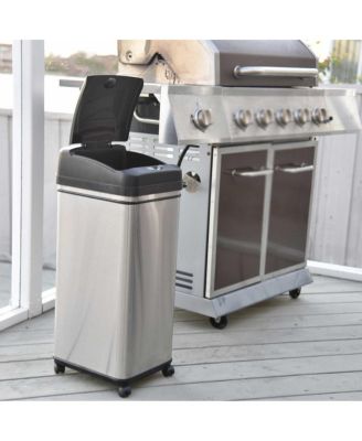 Stainless Steel Sensor Trash Can with Wheels and AbsorbX Odor Filter 13 Gallon Silver