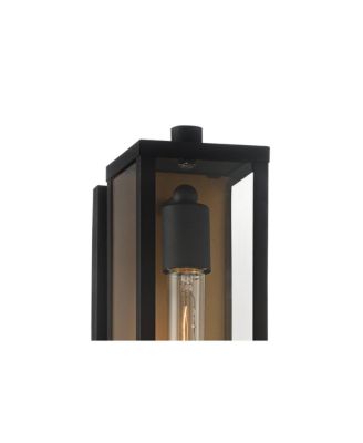 Berk Modern Outdoor Wall Light Fixtures Set of 2 Textured Black Gold Metal 16" Clear Glass for Post Exterior Barn