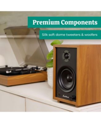 McKinley 2.0 Stereo Powered Bookshelf Speakers with Built-in Amplifier, 4" Drivers, Bluetooth 5, RCA/Aux