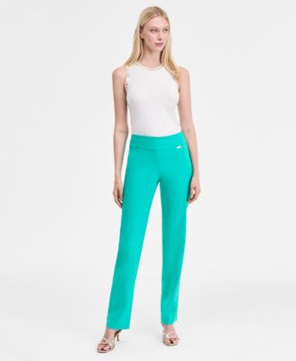 I.N.C. International Concepts - Women's Tummy-Control Pull-On Straight-Leg Pants, Created for Macy's