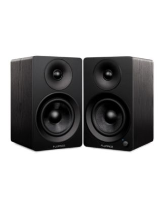 Ai41 Powered 5" Stereo Bookshelf Speakers (White), DB10 10" Powered Subwoofer (Walnut), 15ft RCA Subwoofer Cable