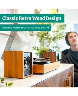 Huntley Powered Bookshelf Speakers with Built-in Amplifier, 3" Drivers, Bluetooth 5, RCA/Aux