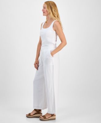 Women's Cotton Gauze Wide-Leg Pants, Created for Macy's