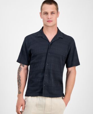 Sun + Stone - Men's Alessio Short Sleeve Textured Knit Button-Front Camp Shirt