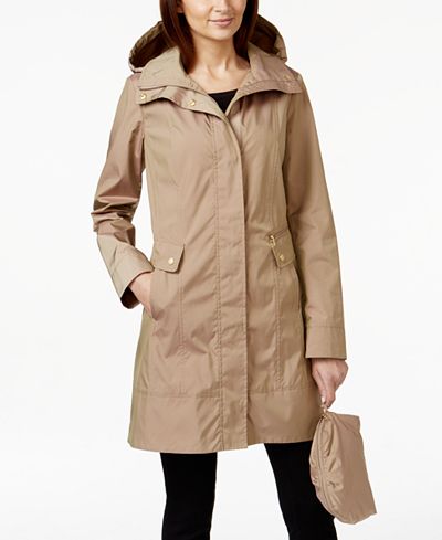 Cole Haan Signature Packable Hooded Raincoat - Coats 
