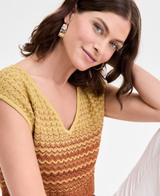 Women's Ombr&eacute; V-Neck Sweater, Exclusively at Macy's