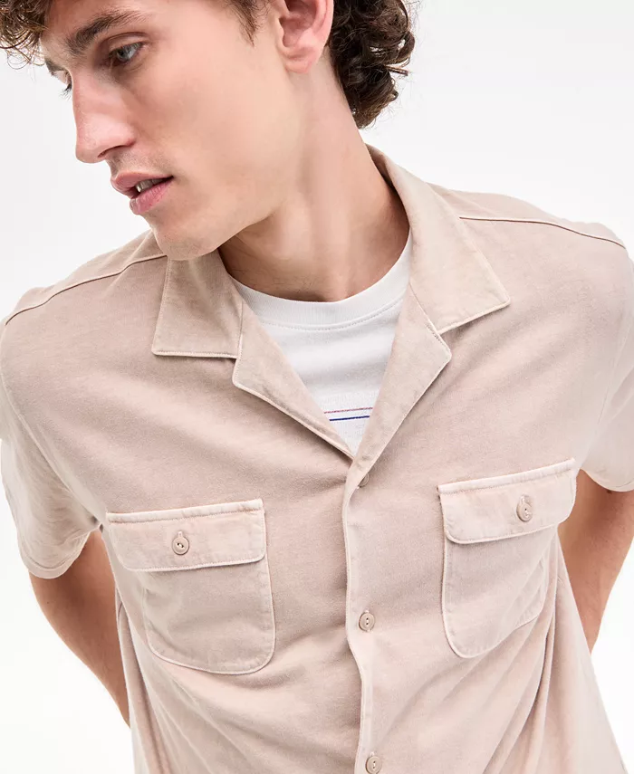 Men's Short Sleeve Washed Button-Front Camp Shirt - thumbnail 7