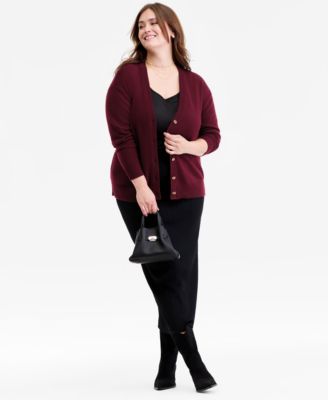 Plus Size 100% Cashmere Button-Front Cardigan, Macy's Exclusive