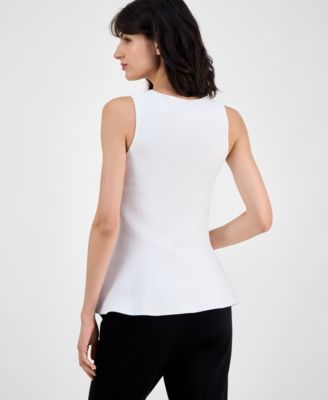 Women's Square-Neck Peplum-Hem Sleeveless Top