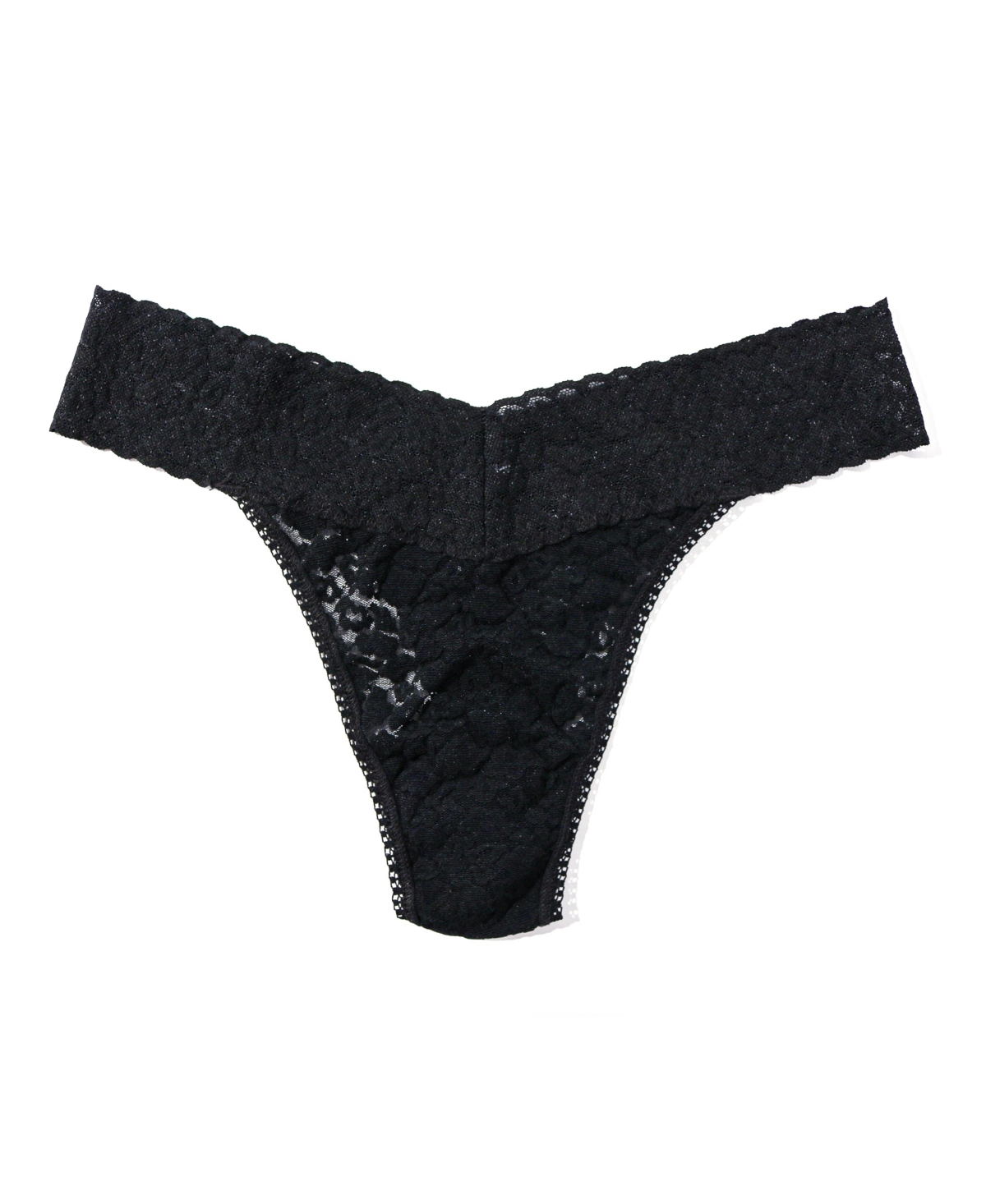 Women's Leopard Lace Original Rise Thong Underwear 7I1101 - Black