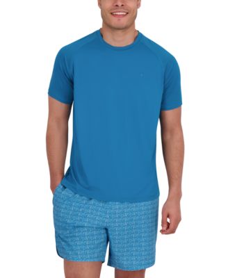 Men's Short Sleeve Waffle-Knit Crewneck Swim Shirt