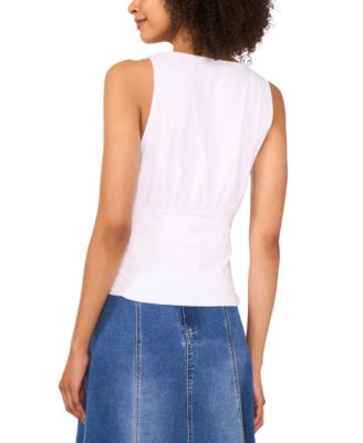 Women's Overlapping V-Neck Sleeveless Knit Top