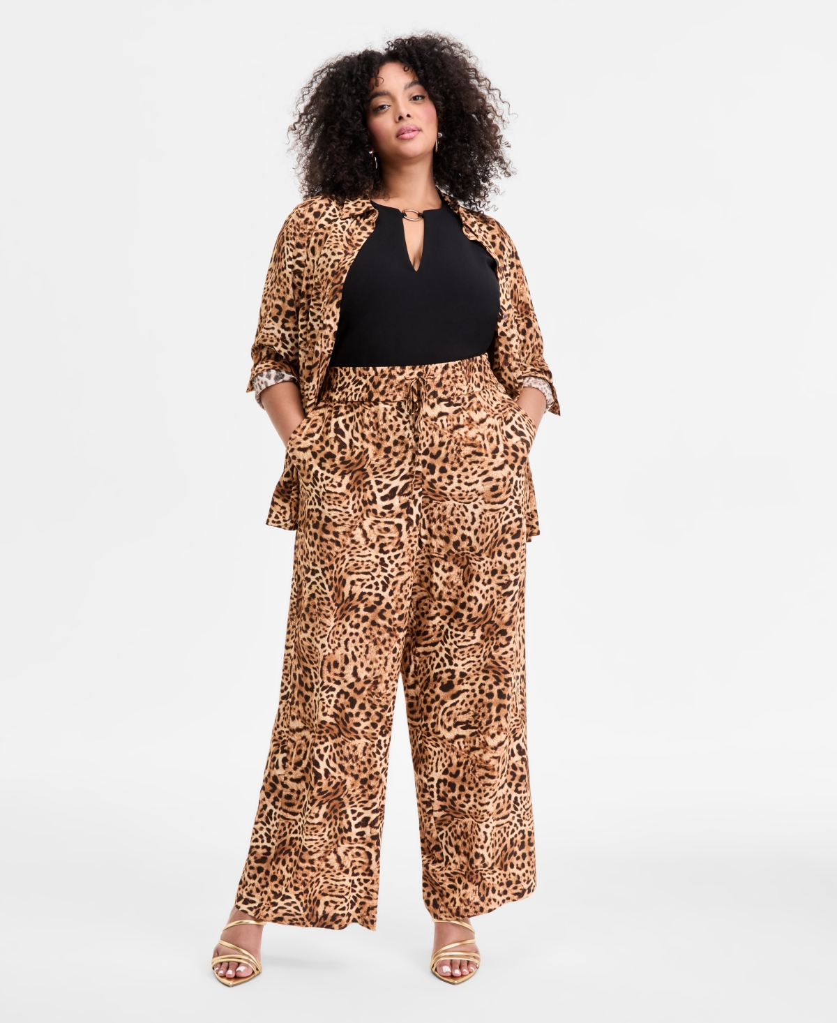Plus Size Cheetah Printed High-Rise Pants, Exclusively at Macy's - Pheby Cheetah