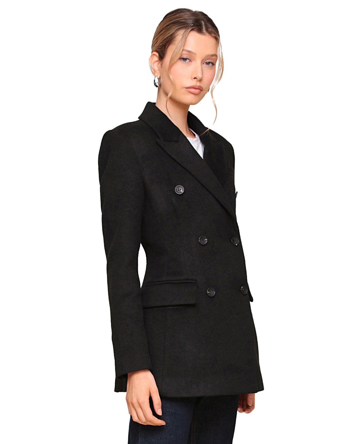 Avec Les Filles Women's Notched-collar Blazer Coat In Black