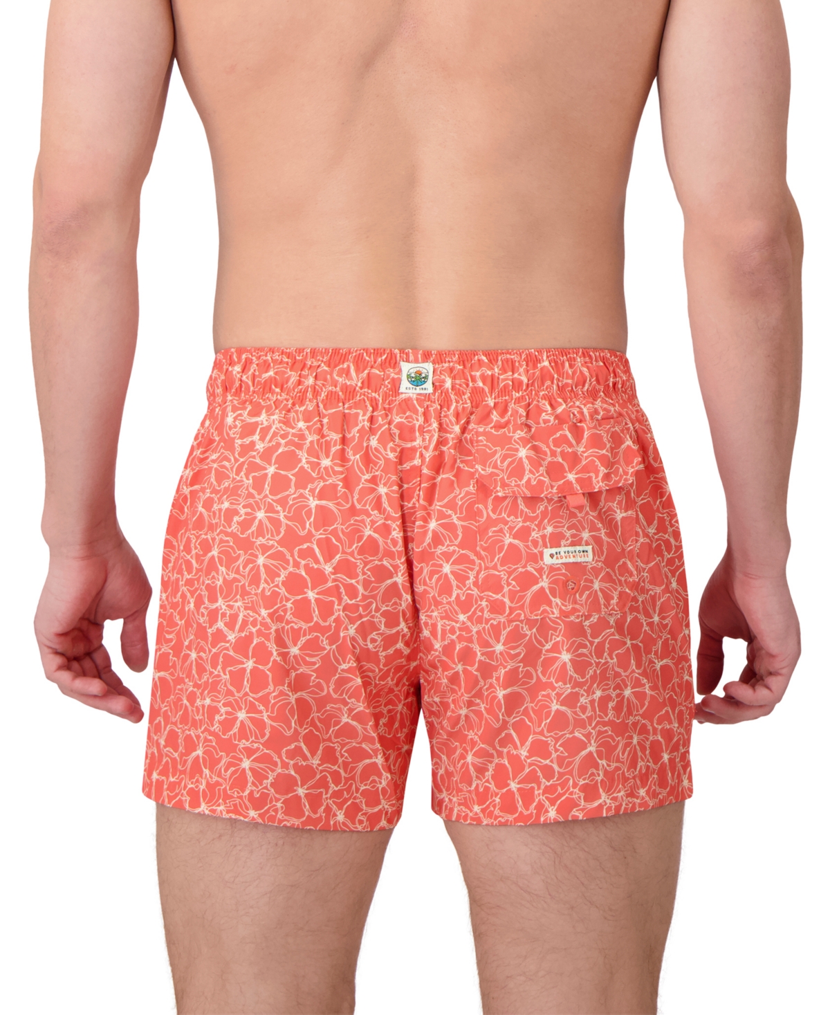 Sunset X Vine Sunset And Vines Men's Floral Woven Swim Trunks In Orange