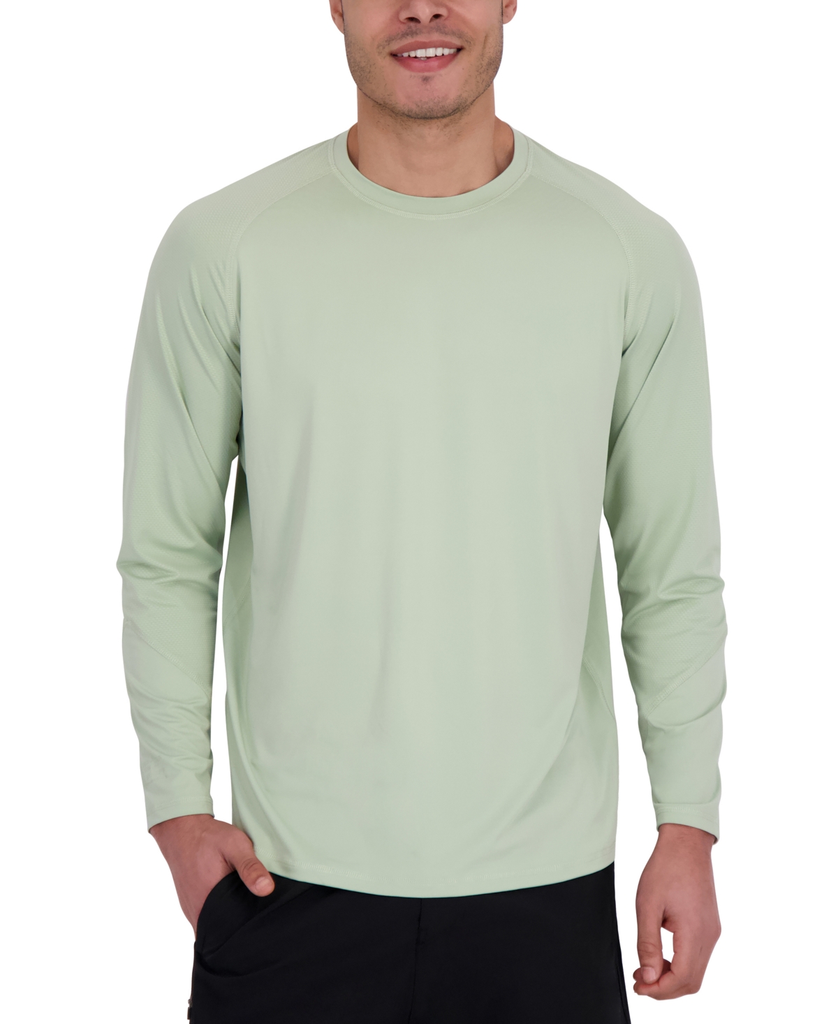 Men's Long Sleeve Waffle-Knit Crewneck Swim Shirt - Wasabi