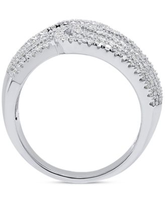 Diamond Multirow Swirl Statement Ring (1 ct. t.w.) in Sterling Silver