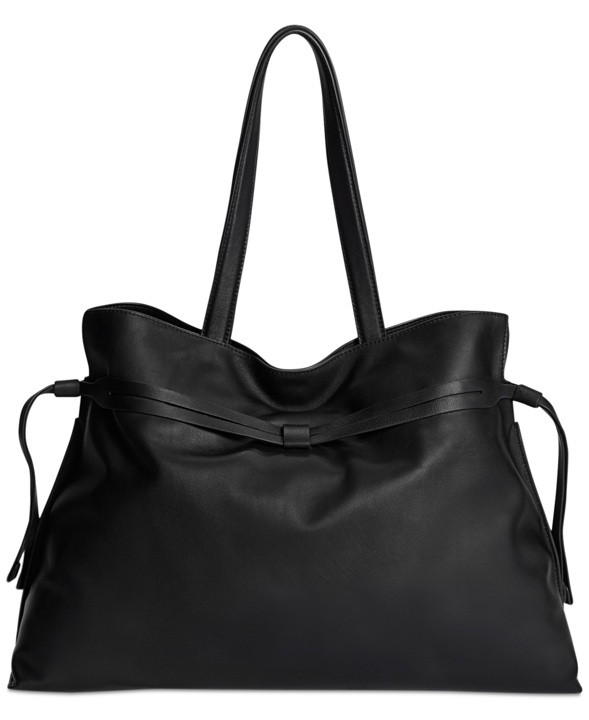 Sam Edelman Poppy Extra Large Leather Drawstring Crossbody In Black