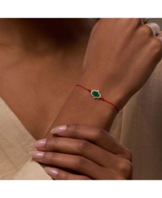 Blessed In Peace Hamsa Malachite Red String Bracelet