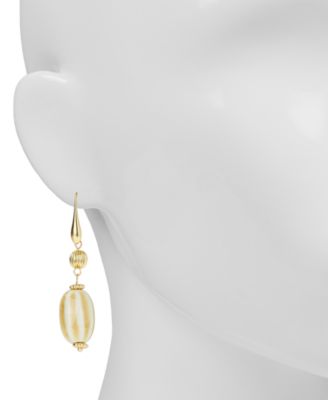 Gold-Tone Mixed Bead Double Drop Earrings