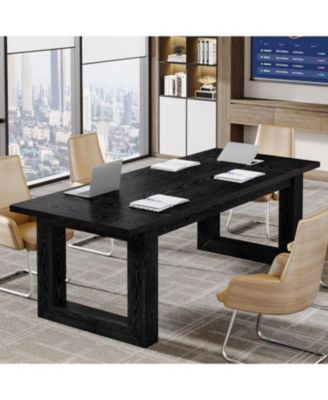 Conference Table, 5 ft Meeting Room Table with Solid Wooden Base, Large