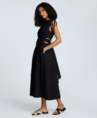 Women's Shoulder-Tie Side-Cutout Midi Dress