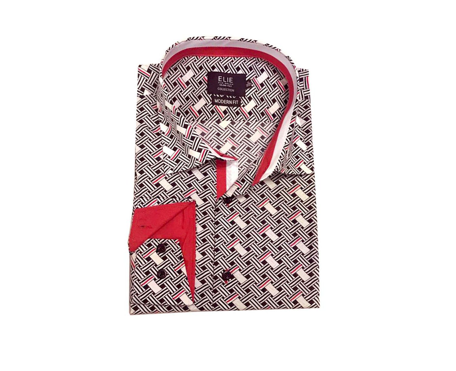 Little Boys Black Slim Fit Print Button-Down Shirt