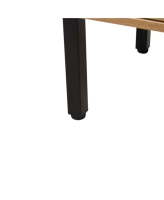 Modern Rattan Coffee Table with Sliding Door Storage