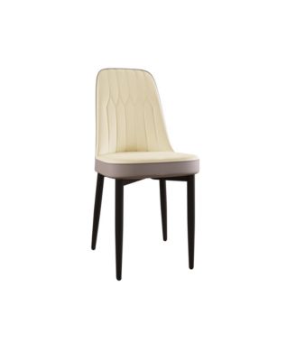 Modern PU Leather Dining Chairs with Cushions (Set of 4), Black Metal Legs.