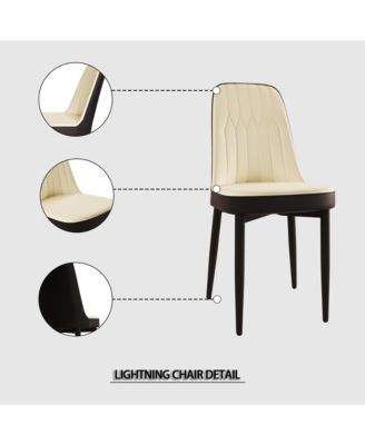 Streamdale Modern Dining Chair with PU Leather and Black Legs, Set of 4 (Beige and Black)
