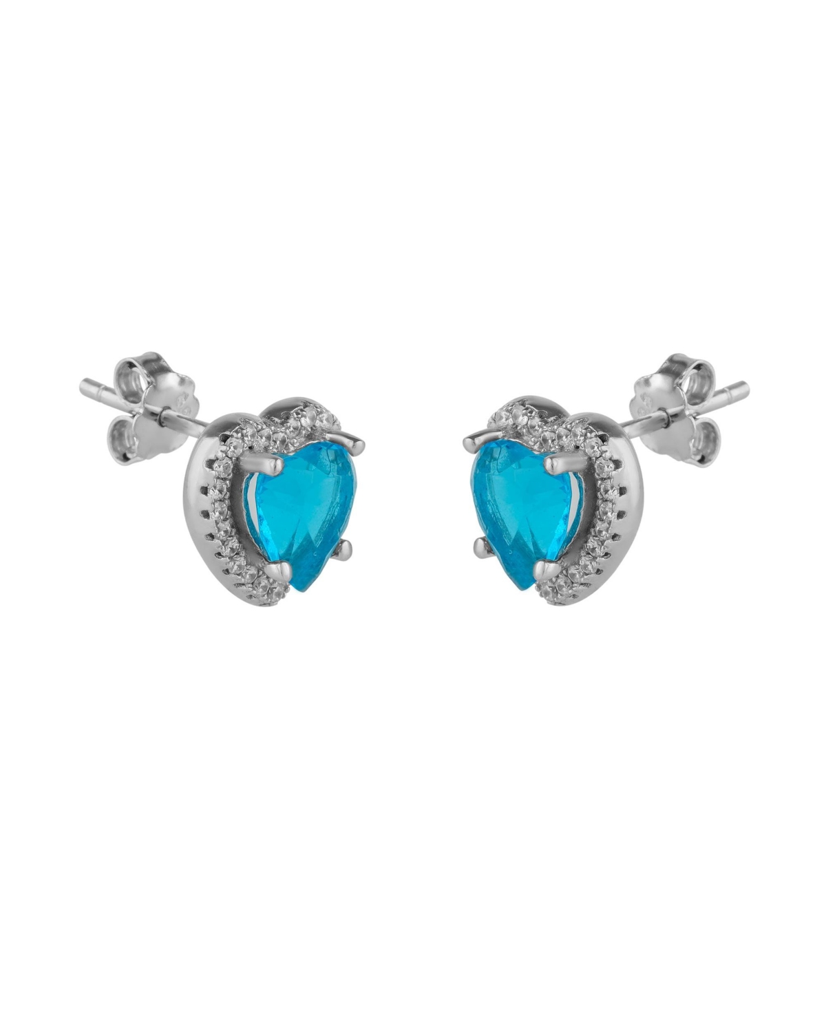 Heart Of Ocean Blue Sterling Silver Stud Earrings - Silver