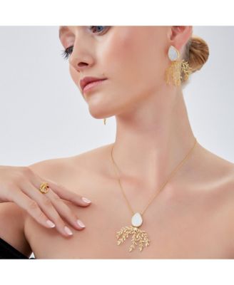 Mother Of Pearl Olive Branch Sterling Silver Earring