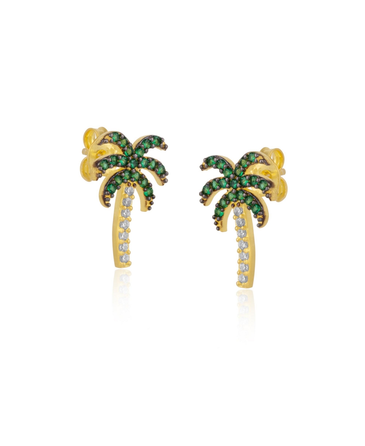 Palm Tree Sterling Silver Stud Earring - Silver