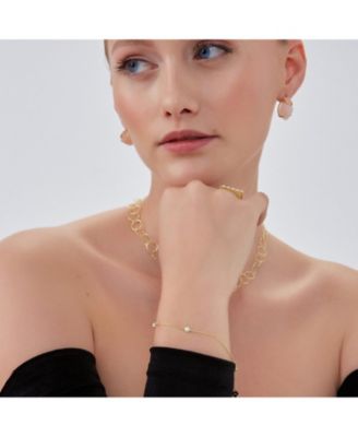 White Opal Sterling Silver Bracelet in Gold