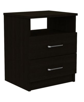 Nightstand with Open Compartment and Two Drawers for Bedroom Storage and Bedside Use