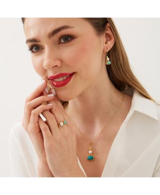 Turquoise Authentic Pendant Sterling Silver Gold Plated Necklace